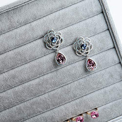 Oirlv Velvet 7 Slots Ring Earrings Studs Tray Showcase Display Jewelry Organizer - size: 7 Slot Ring Display