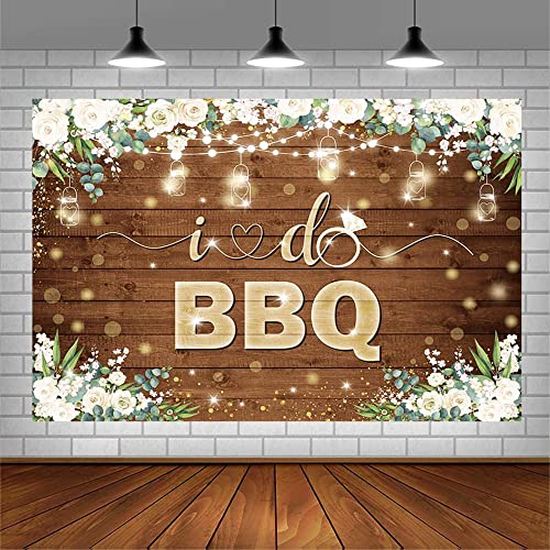 AIBIIN 7x5ft I Do BBQ Backdrop for Adults Men Women Couples Engagement Bridal Shower Boho Wedding Rustic Wooden Photography Background Baby Shower Birthday Party Decorations Banner Photo Booth Props - size: 7x5ft