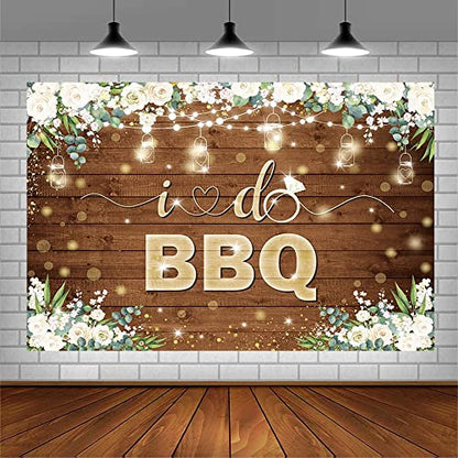 AIBIIN 7x5ft I Do BBQ Backdrop for Adults Men Women Couples Engagement Bridal Shower Boho Wedding Rustic Wooden Photography Background Baby Shower Birthday Party Decorations Banner Photo Booth Props - size: 7x5ft