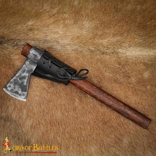 Lord of Battles Medieval Genuine Leather Axe Frog | Axe Holster with Belt Loop | Waist Holder for Axes, Tools - color: Dagger Holster - Black