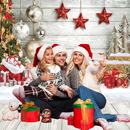 CHAIYA 8X10FT Christmas Backdrop White Wood Floor Photography Backdrop Winter Snow Xmas Tree Gift Family Party Background New Year Party Decoration Backdrop - size: 8′x10′