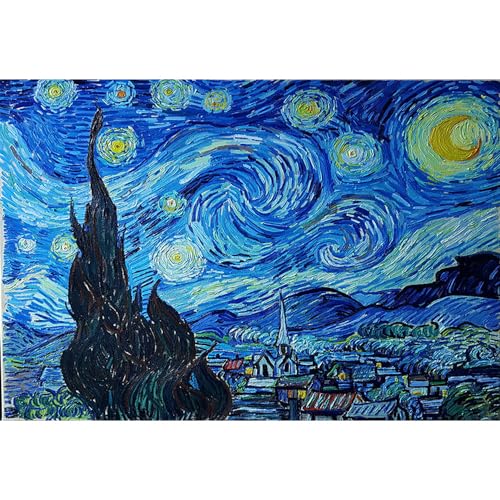 5x4ft Van Gogh Starry Sky Backdrop Abstract Stars Wall Oil Painting Photography Background Van Gogh Aesthetic Artwork for Wallpaper Decoration Birthday Party Baby Shower Wedding Photo Studio Props - size: 5x4ft