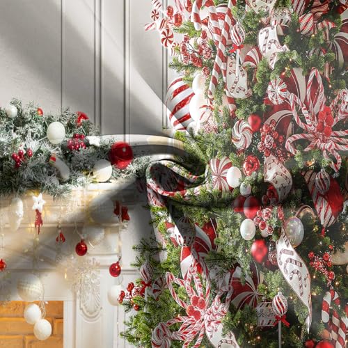 7x5 FT Christmas Fireplace Backdrop White Fireplace Red Xmas Tree Photography Background Winter Christmas Family Kids Holiday Party Theme Decorations Banner Photo Booth Props - size: 7x5 FT