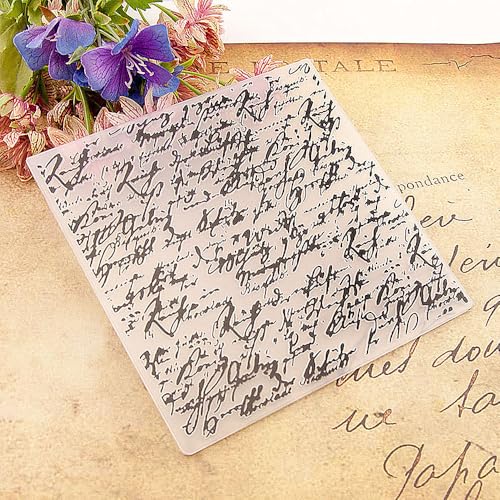 Vintage English Words Background Pattern Plastic Embossing Folder, 3D Textured Impressions Vintage Text Embossing Folder Template for Card Making Scrapbooking Paper Craft Album Stamps DIY Décor - color: Vintage English Words Text