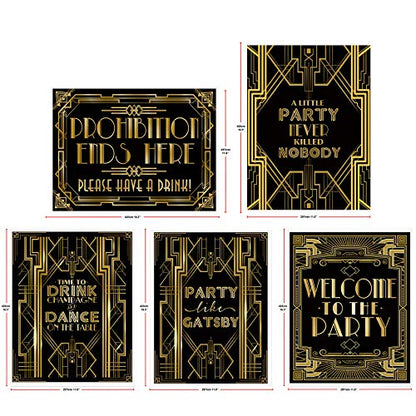 Roaring 20s Poster Photo Booth Props Sign 16x12inch A3 5-Pack - color: 5-in-set