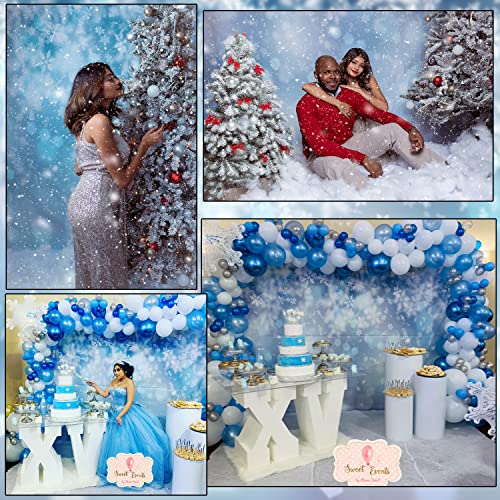 Winter Christmas Snow Backdrops for Photography 8x8ft Falling Snowflake Glitter Ice Snow Flakes Photoshoot Background Newborn Kids Baby Adults Wedding Portrait Photo Background Studio Props - size: 8x8ft