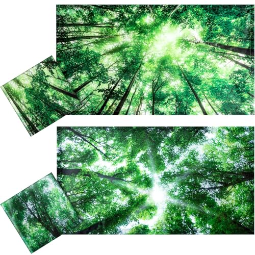 Tujoe 2 Pcs Fluorescent Light Covers for Ceiling Lights 4' x 2' Fluorescent Light Filters Classroom Magnetic Cubicle Covers for Ceiling Office, School, Home Teacher Essential(Forest) - style: Forest