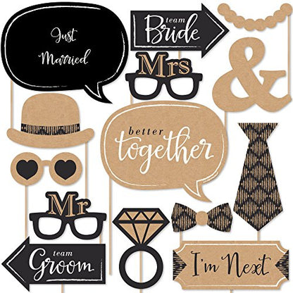 Big Dot of Happiness Better Together - Wedding Photo Booth Props Kit 20 Count
