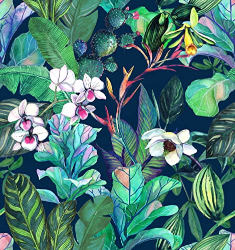 Tropical Wallpaper Peel and Stick Leaf Flower Contact Paper Decorative Self Adhesive Floral Wallpaper for Bedroom Walls Shelf Drawer Liner Nightstand 17.71in x 236.2in - color: Floral-31, size: 17.71" x 236.2"