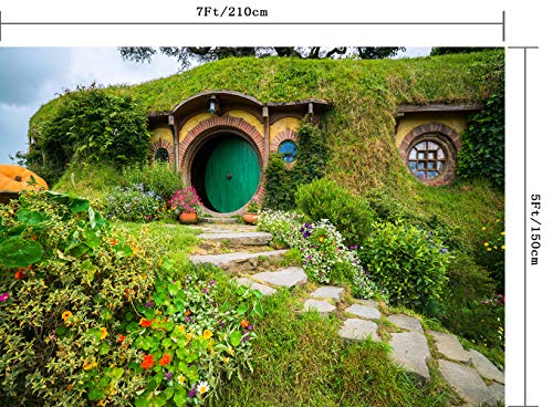 7X5FT Fantasy Rural Green Cabin Backdrop Birthday Party Banner Background Baby Shower Photography Seamless Vinyl Photo Studio Prop PGT546A - size: 7'X5'