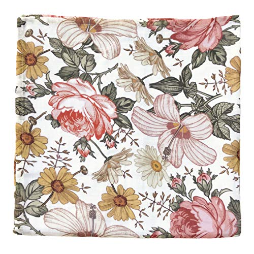 Mini Wander Swaddles for Newborns Muslin Swaddle Blankets - Breathable Soft Newborn Receiving Floral Blanket Baby Essentials | 47 x 47 Cotton - (Garden Floral) White - color: Garden (White)