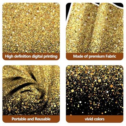 10x6.5 FT Black and Gold Backdrop for Photography Black and Gold Party Decorations Gold Glitter Birthday New Year Party Decor Background Photo Booth Props - size: 10x6.5 FT
