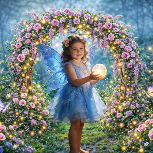 5 x 3 ft Enchanted Forest Backdrop Fairy Magic Wonderland Butterfly Flower Floral Garden Fairyland Photography Background for Girls Birthday Party Decorations Spring Fairy Tale Photo Booth Props - color: Green07, size: 5x3ft
