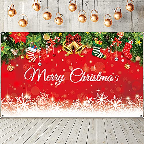 Irenare Christmas Backdrop Merry Christmas Banner Party Decoration Xmas Photography Background Photo Props for Winter Holiday New Year Eve Family Party Decoration Supplies(Snowflake) - style: Snowflake