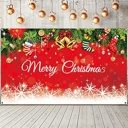 Irenare Christmas Backdrop Merry Christmas Banner Party Decoration Xmas Photography Background Photo Props for Winter Holiday New Year Eve Family Party Decoration Supplies(Snowflake) - style: Snowflake