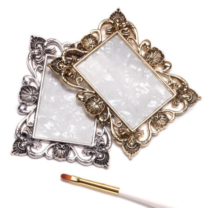2 Pcs Nail Art Palette Nail Mixing Palette Polish Color Mixing Plate Golden Edge Nail Holder Display Board Cosmetic Mixing Tools (Gold) - color: Glod/Two Pieces