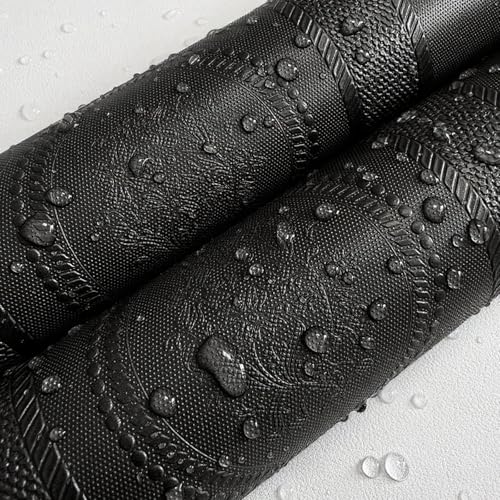 JiffDiff Wallpaper Peel and Stick Textured, 3D Black Embossed Wall Paper Stick on Wallpaper Modern Waterproof Self Adhesive Contact Paper(17.3" x 1200") - color: Black, size: 17.3" x 1200"