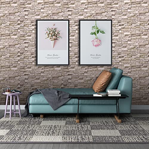 20PCS 3D Wall Panels Peel and Stick Foam 3D Brick Wallpaper Peel and Stick Faux Stone Wall Panel Self-Adhesive Wallpaper (20PCS, Rock Color) - color: Rock color, size: 20PCS