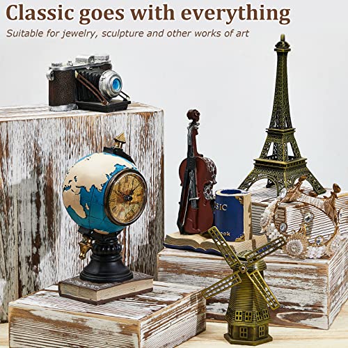 Juexica Set of 4 Large Wood Display Risers Rustic Cupcake Stand Size 11.8",10",7.8",6.3", Wooden Stackable Display Box Wood Cake Stand for Dessert Wedding Birthday Christmas Party(Classic)