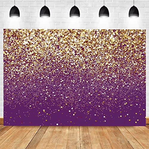 8x6ft Purple Bokeh Backdrop Birthday Gold Spots Bokeh Wedding Prom Graduation Photography Background X-78 - color: Purple gold, size: 8X6ft