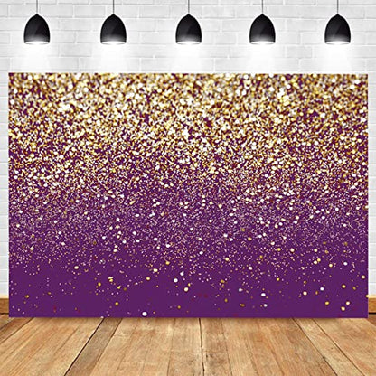 8x6ft Purple Bokeh Backdrop Birthday Gold Spots Bokeh Wedding Prom Graduation Photography Background X-78 - color: Purple gold, size: 8X6ft