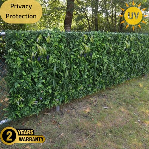 Artificial Grass Wall Panels, 12pcs 20"x20" Greenery Backdrop Mats for Privacy Screening Fence, Outdoor Plant Leaves Garden Decor, Indoor Green Wall