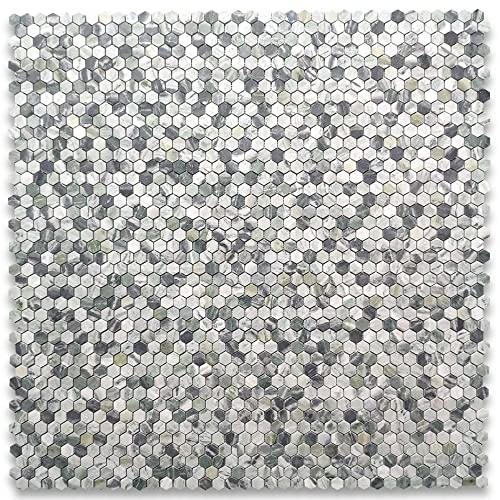 Stone Center Online Sagano Vibrant Green Marble 1 inch Hexagon Mosaic Tile Honed Kitchen Bath Wall Floor Backsplash Shower (1 Sheet)