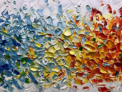 AMEI Art,24X48Inch Hand-Painted On Canvas Colorful White Background Abstract Oil Paintings Multi Color Wall Art Wood Inside Framed Ready to Hang - size: 48"L x 24"W