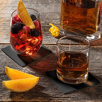 AH AMERICAN HOMESTEAD Cocktail Napkins-Disposable Beverage/Bar Napkins-Black Linen-Like Square Napkins-Eco-Friendly & Compostable-Everyday Use, Party or Wedding 4.75inch x 4.75inch (100 Count, Black) - color: Black, size: 4.75 x 4.75