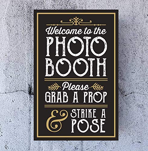 PERFECT PHOTO BOOTH PROP SIGN WITH EASEL BACKER STAND, Great for DIY Photo Booth, Grab A Prop Strike A Pose Photo Booth Sign, Great for wedding, birthday, holiday events and more!