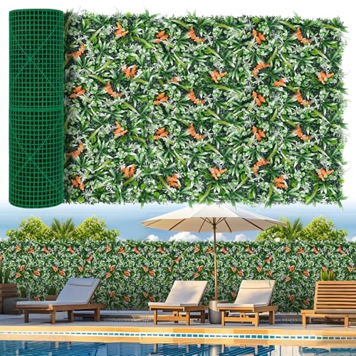 Grooy Artificial Boxwood Roll Panels 40"x120"(33.33 SQFT), Grass Wall Panels UV-Anti Greenery Privacy Hedge Screen for Indoor Outdoor Patio Balcony, Party Garden Fence Decor - color: Foxtail Grass, size: 40''x120''