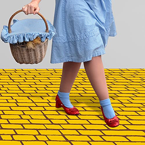 Chuangdi 1 Piece 4.5 x 9 Feet Yellow Brick Costume Wizard Backdrop Princess Decorations Decal Wall Backdrop Brick Wallpaper for Halloween Wizard Princess Cosplay Decorations Supplies