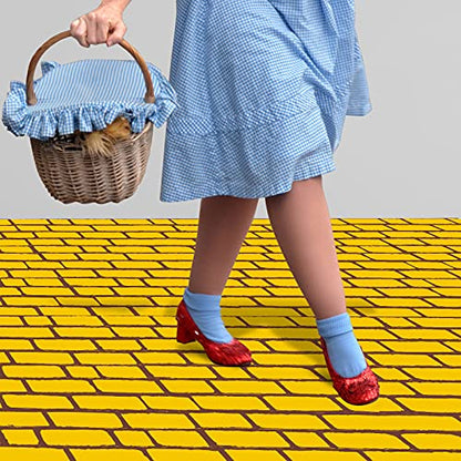 Chuangdi 3 Pieces 4.5 x 9 Feet Yellow Brick Costume Wizard Backdrop Princess Decorations Decal Wall Backdrop Brick Wallpaper for Halloween Wizard Princess Cosplay Decorations Supplies