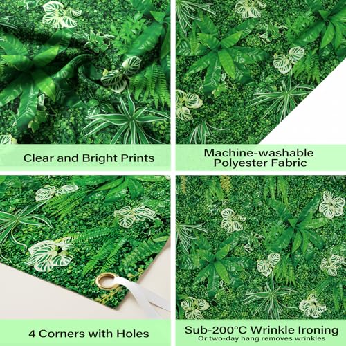 Green Leaves Backdrop Nature Spring Theme Photo Banner Greenery Grass Background for Wedding Birthday Party Newborn Baby Shower Photography Zoo Decor Shoot Props 71"x43" - style: Leaves