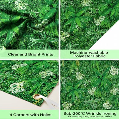 Green Leaves Backdrop Nature Spring Theme Photo Banner Greenery Grass Background for Wedding Birthday Party Newborn Baby Shower Photography Zoo Decor Shoot Props 71"x43" - style: Leaves