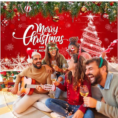 Irenare Christmas Backdrop Merry Christmas Banner Party Decoration Xmas Photography Background Photo Props for Winter Holiday New Year Eve Family Party Decoration Supplies(Tree) - style: Tree