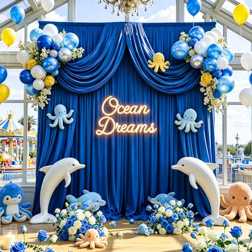 Gallety Royal Blue Backdrop Curtain for Wedding, Polyester Photography Backdrops Curtains - 20FT x 10FT Photobooth Backdrop Curtains for Celebration,Birthday, Formal Dinners,Graduation Decorations - color: Royal Blue, size: W5' x H10'(4 panels)