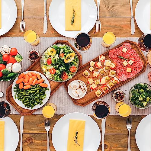 Dandat 12 Pack Wooden Serving Platter Acacia Wood Platters 12 x 5 Inch Rustic Serving Tray Rectangular Charcuterie Board Cheese Plate for Home Decor Dessert Vegetables Fruit Cookie - size: 12 X 5 Inch