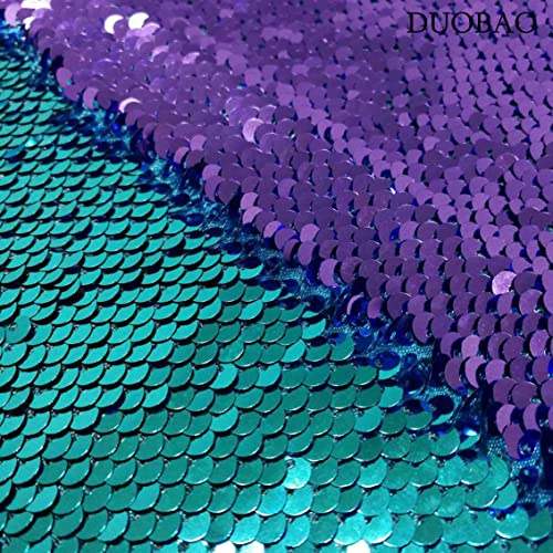 DUOBAO Changing Sequin Fabric (Lavender to Aqua) | 2 Yards DIY Craft Material for Costumes, Home Decor, Party Supplies - color: Lavender to Aqua, size: 2 Yards