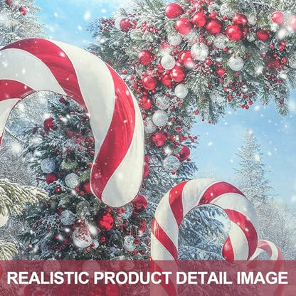 Fabric 12x8ft Merry Christmas Cane Candy Photography Backdrop Winter Snow Scene Xmas Tree Background New Year Eve Party Decoration Holiday Photo Banner Props - size: 12'X8'