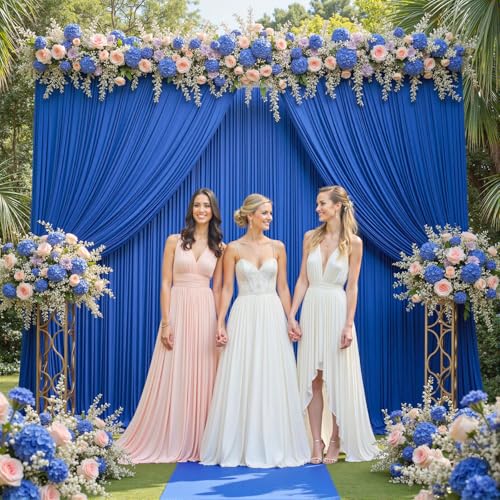 20ftx12ft Wrinkle Free Royal Blue Backdrop Curtain, 4 Panels 12FT Height Royal Blue Wedding Backdrop Drapes, Silky Polyester Back Drop Cloth for Birthday Photography Background Party Backdrop Draping - color: Royal blue, size: W5' x H12'(4 panels)