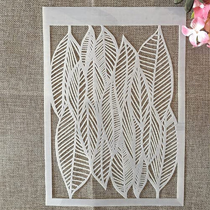 TIAMECH A4 Reusable Leaves Stencil for Painting - Hollow Leaves Layering Template, DIY Wall Art, Wood Furniture, Scrapbook & Crafts (8.3x11.7inch) - style: Leaves