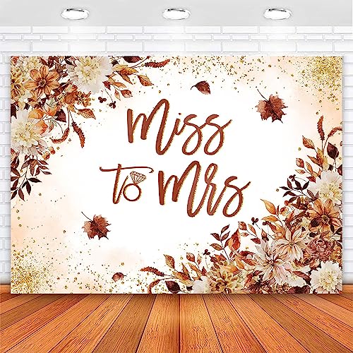 Avezano Miss to Mrs Backdrop Floral Fall Bridal Shower Backdrop Bride to Be Engagement Party Decorations Photography Background Wedding Banner Photo Booth Prop (7x5ft, 82x59inch) - size: 7x5ft, 82x59inch