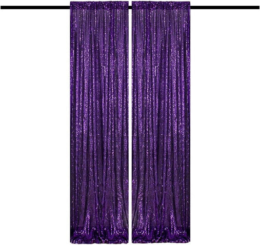 Purple Sequin Backdrop Curtains Glitter Drapes 2FTx8FT 2 Panels for Wedding Birthday Party Decorations Sparkly Photography Background - color: Purple, size: 2FTx8FT-2PCS