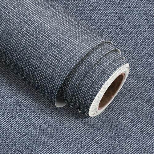 Blue Grasscloth Peel and Stick Wallpaper Textured Contact Paper 15.7in x 196.8in Denim Blue Faux Linen Wallpaper Vintage Grasscloth Self Adhesive Removable Wall Paper for Cabinets Decor Vinyl - color: Denim Blue, size: 15.7"W x 196.8"L