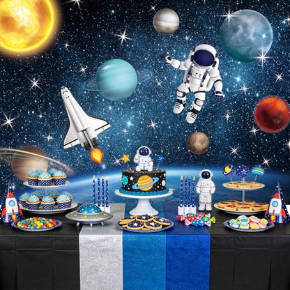 AIBIIN 8x6ft Outer Space Photo Backdrop Universe Planet Star Galaxy Astronaut Rocket Photography Background Kids Boy Birthday Party Decorations Banner Photo Props - size: 8x6ft