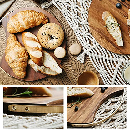 Cutting Board Round Wooden Choing Block Retro Pizza Sushi Bread Tray with Handle Cutting Board Wood Food Plate Kitchen Photography Props Tray