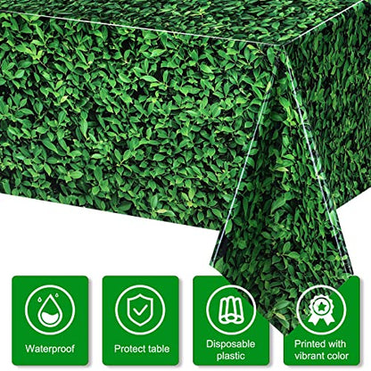 Tatuo 3 Pieces 54 x 108 Inches Jumbo Green Leaves Photography Leaf Backdrop 3D Waterproof Tree Leaves Background Photo Booth Prop Green Leaf Tablecloths for Baby Shower Birthday Party Decoration - size: 54 x 108 Inches