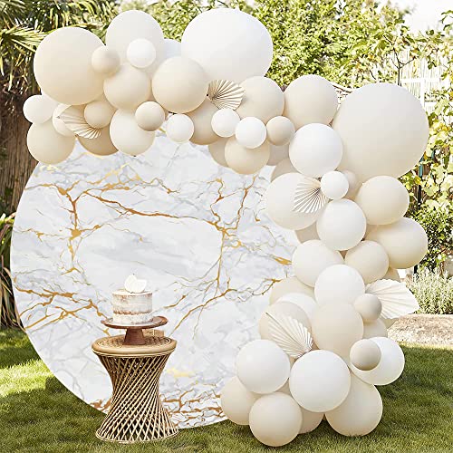 Yeele 5x5ft Grey Gold Marble Texture Round Backdrop Normcore Polyester Photography Background for Themed Birthday Wedding Bridal Shower Baby Shower Banner Anniversary Events Activities Photo Props - size: 5x5ft-Diameter