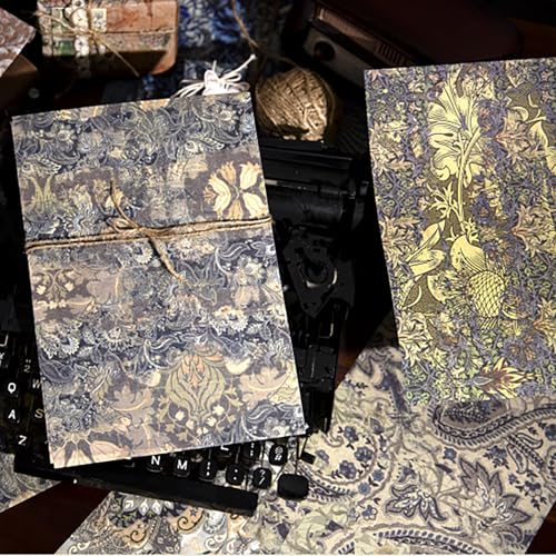 20 Sheets Vintage Background Paper, Traditional Gorgeous Leaves Flowers Decorative Papers, Retro Floral Paper for Journaling Scrapbooking Letter Gift Wrap Decorations - color: Yellow